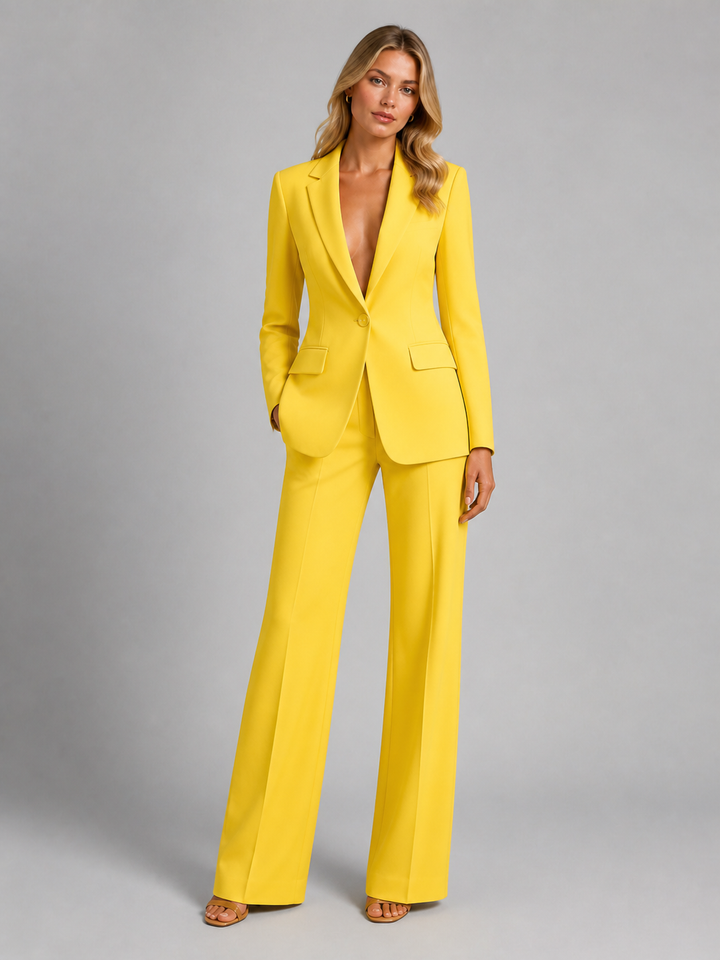 Carrin | Kvinnors Skräddarsydd Blazer och Vida Byxor Set – Smart Tillfälles Stil