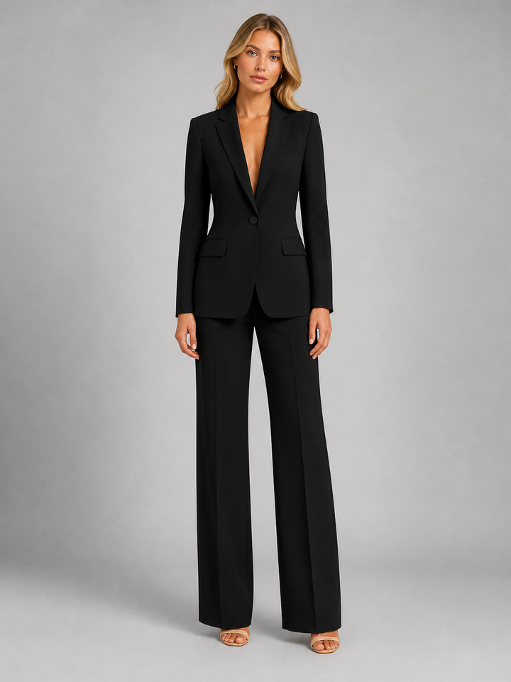 Carrin | Kvinnors Skräddarsydd Blazer och Vida Byxor Set – Smart Tillfälles Stil