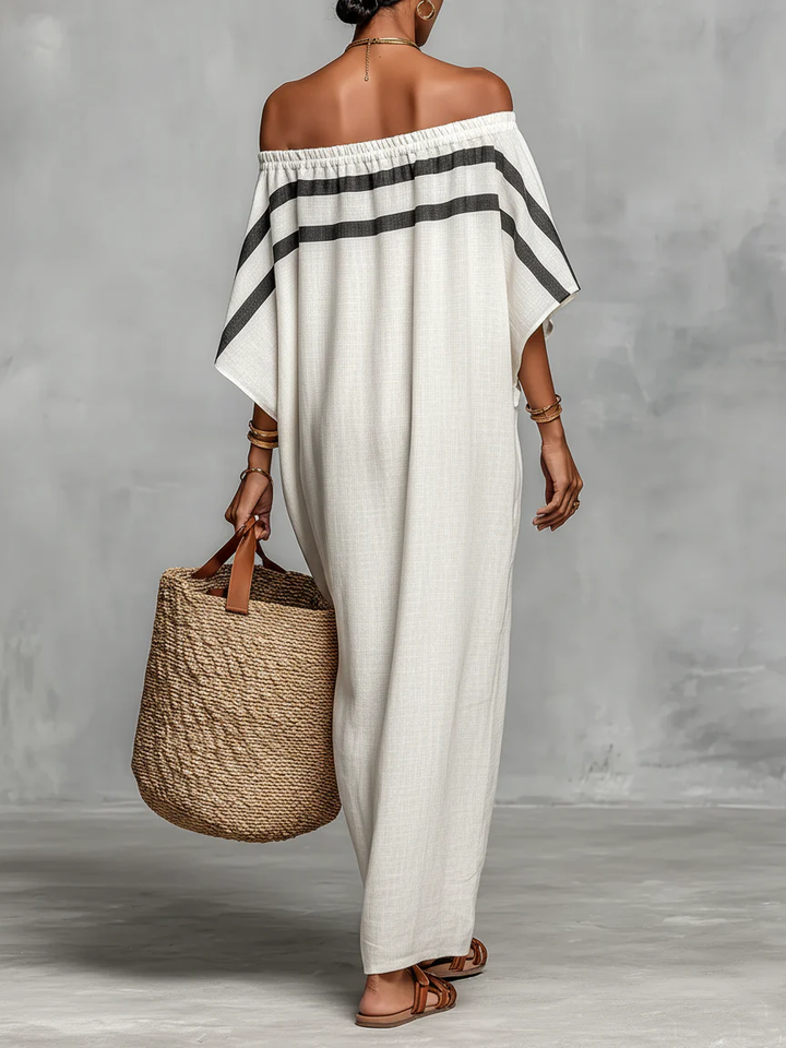 Adina | Maxiklänning Off-Shoulder med Fladdermusärmar
