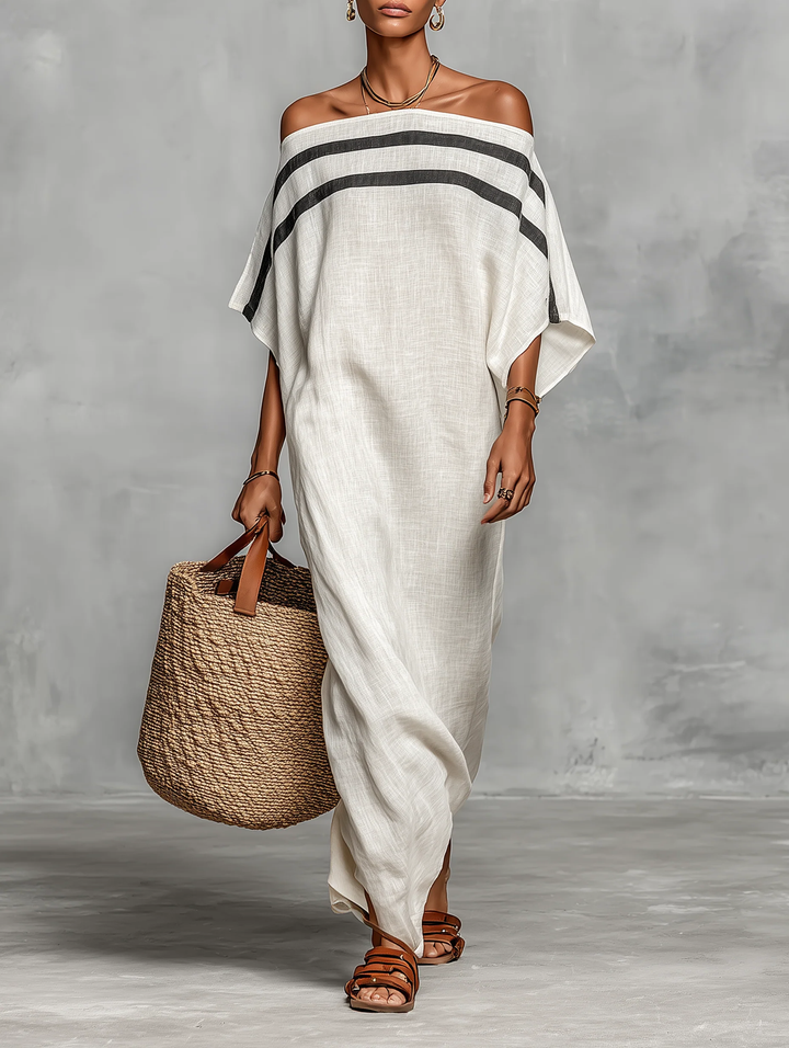 Adina | Maxiklänning Off-Shoulder med Fladdermusärmar