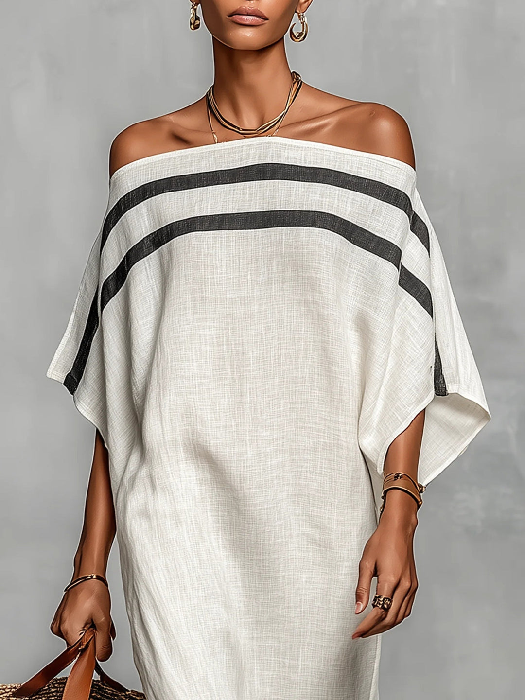Adina | Maxiklänning Off-Shoulder med Fladdermusärmar