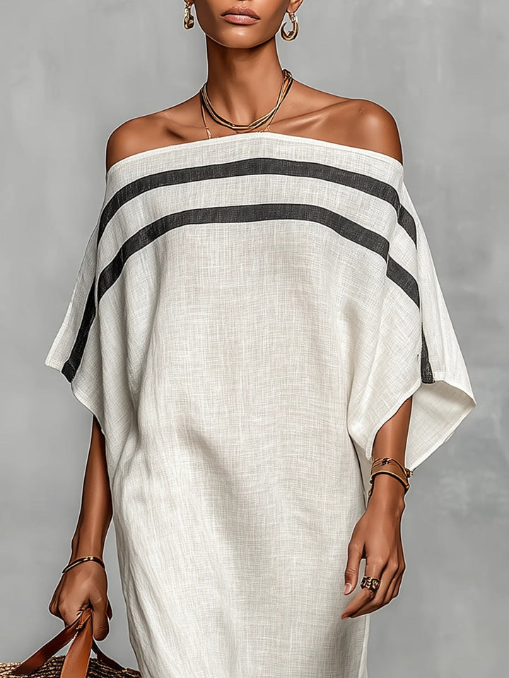 Adina | Maxiklänning Off-Shoulder med Fladdermusärmar