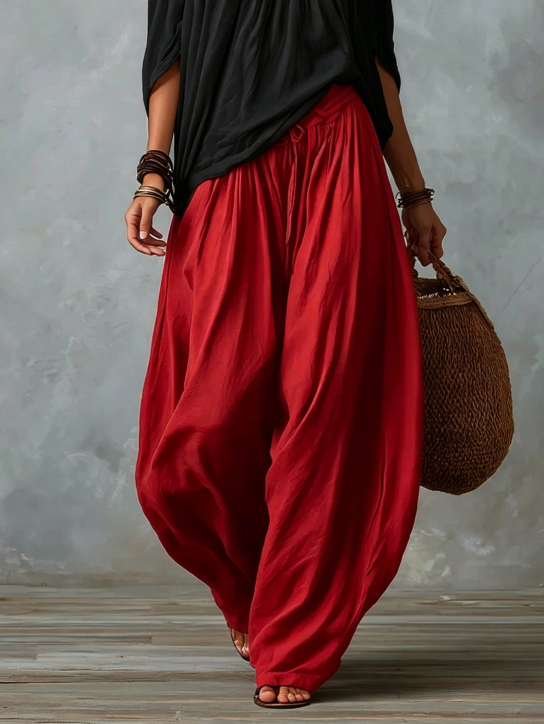 Ella | Top Vit Off-the-shoulder och Vida Lykta Byxor Set