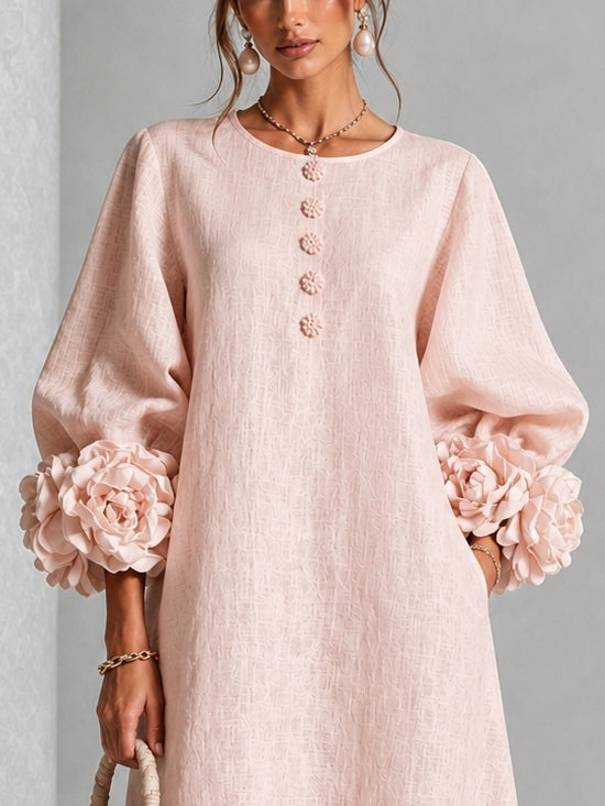 Rosalie | Knäppt Blommigt Rosa Klänning