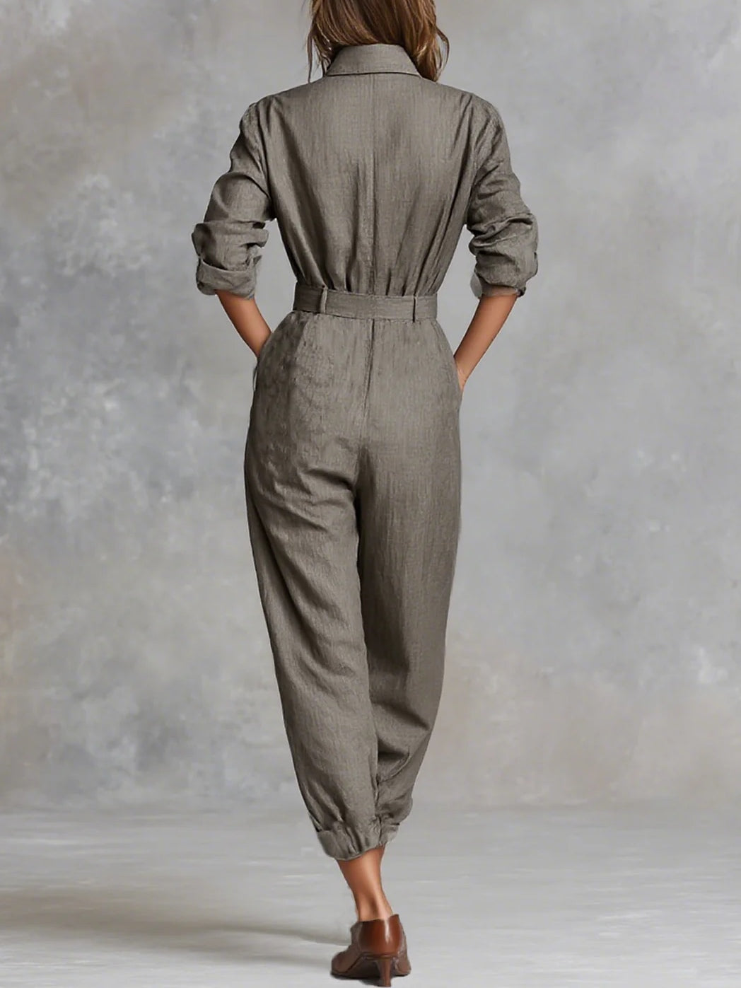 Jenna | Långärmad jumpsuit i bomull och linne