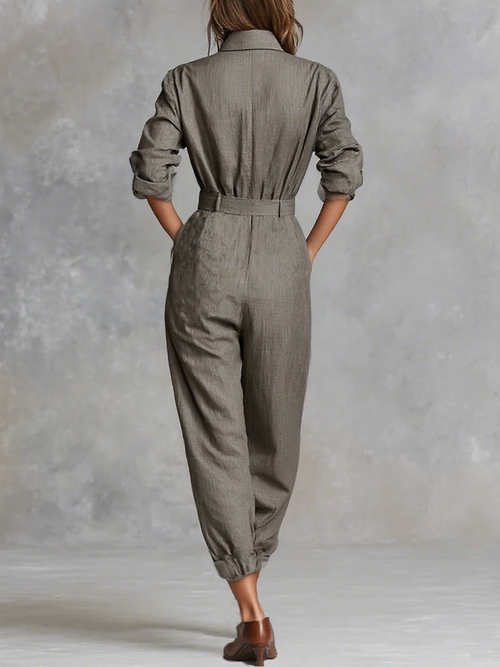 Jenna | Långärmad jumpsuit i bomull och linne