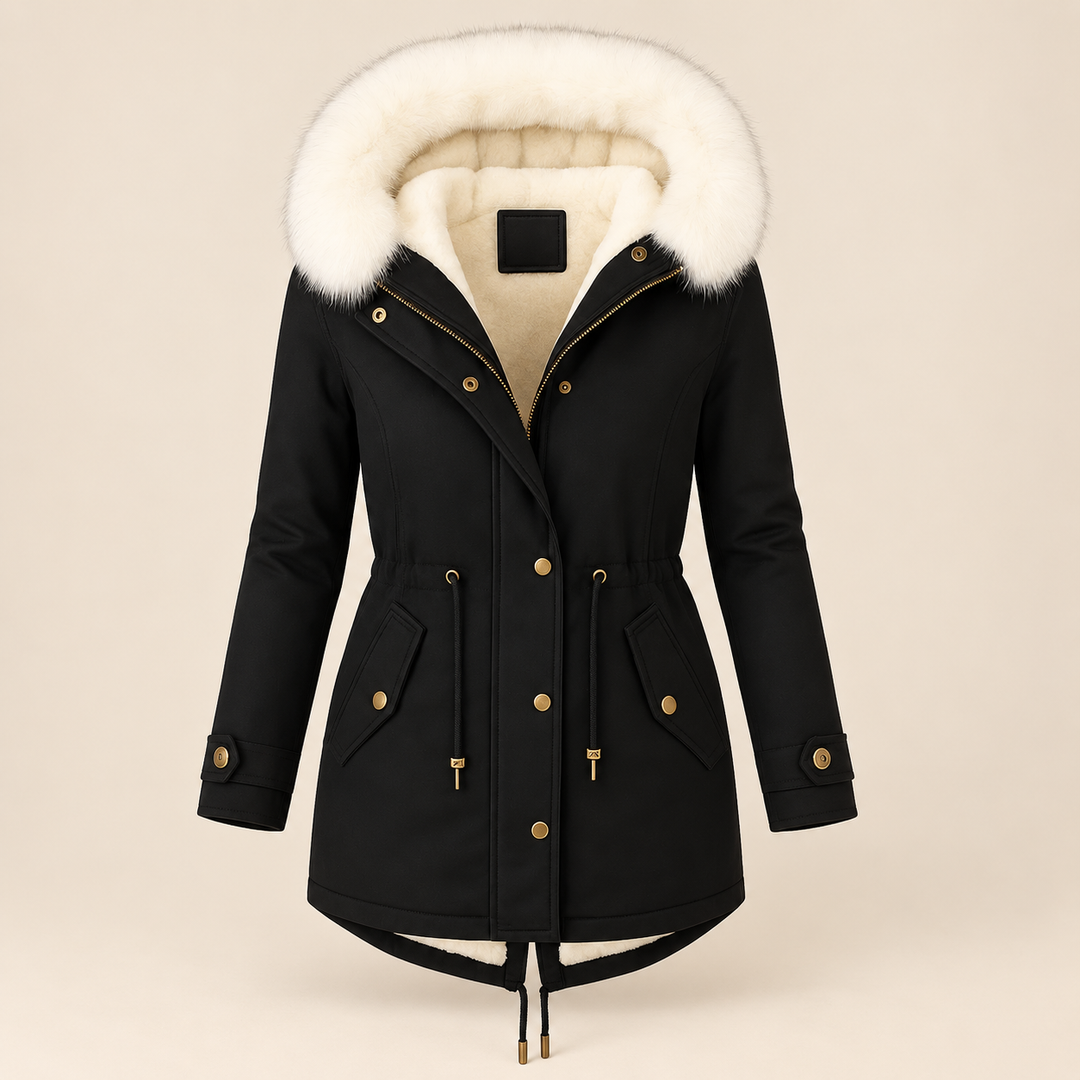 Birgitta | Elegant Vinterparkas – Pälskantad Huva
