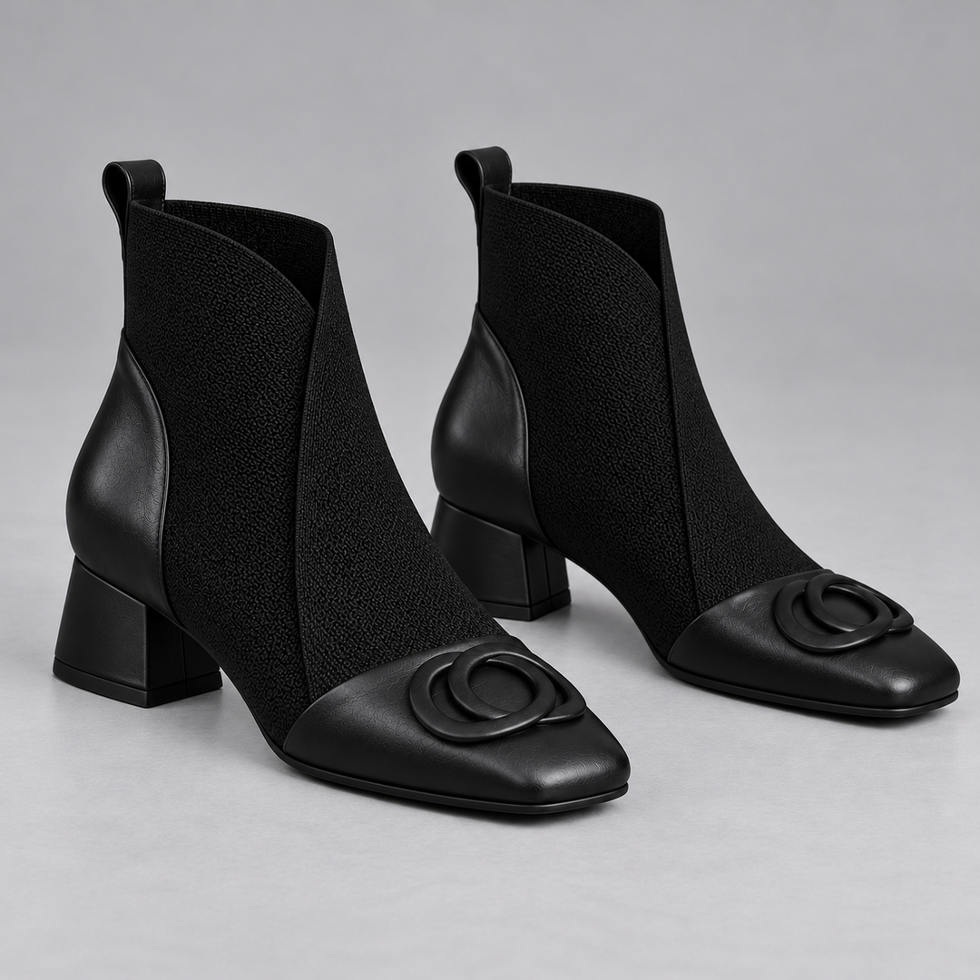 Ingbritt svarta ankelboots med stretchpanel