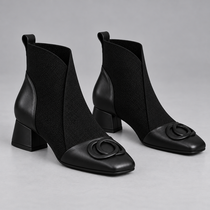 Ingbritt svarta ankelboots med stretchpanel