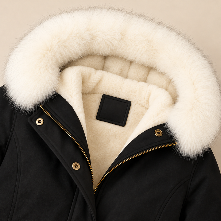 Birgitta | Elegant Vinterparkas – Pälskantad Huva