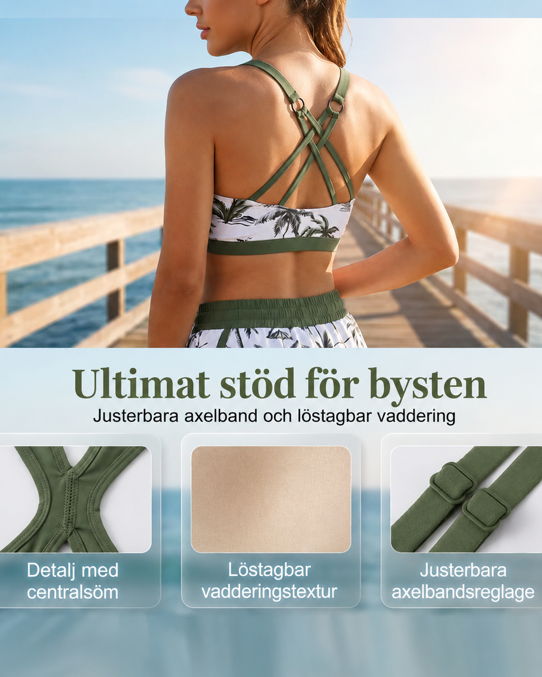 Mathilda | Tredelat tankini-, bikini- och cover-up-set
