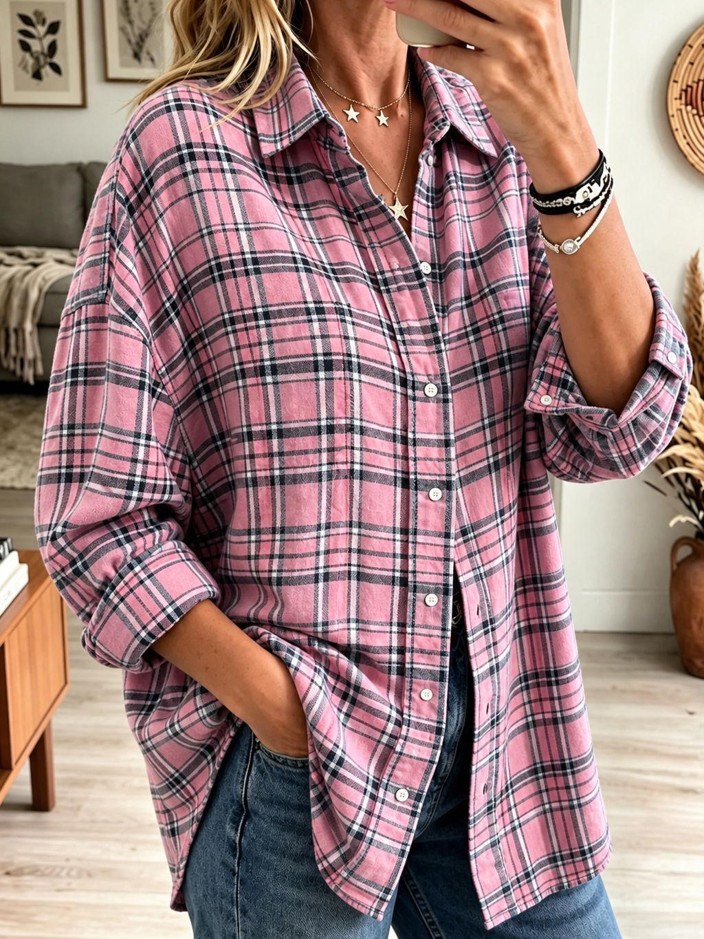 Annmari oversized skjorta med uppvikta ärmar