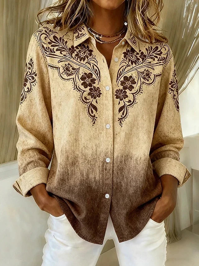 Tucson | Vintage Western Blommig Knappblus