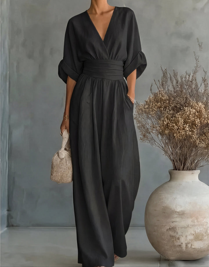 Dalia | Elegant jumpsuit med V-ringning och vida ben
