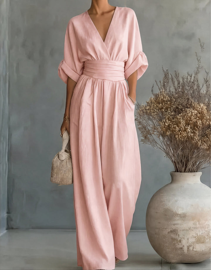 Dalia | Elegant jumpsuit med V-ringning och vida ben