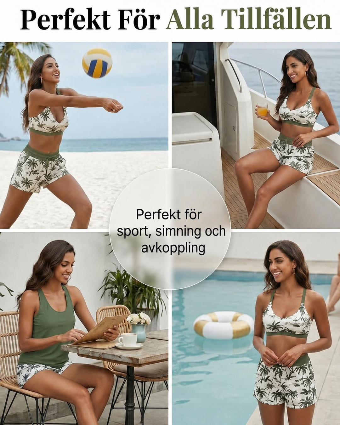 Mathilda | Tredelat tankini-, bikini- och cover-up-set