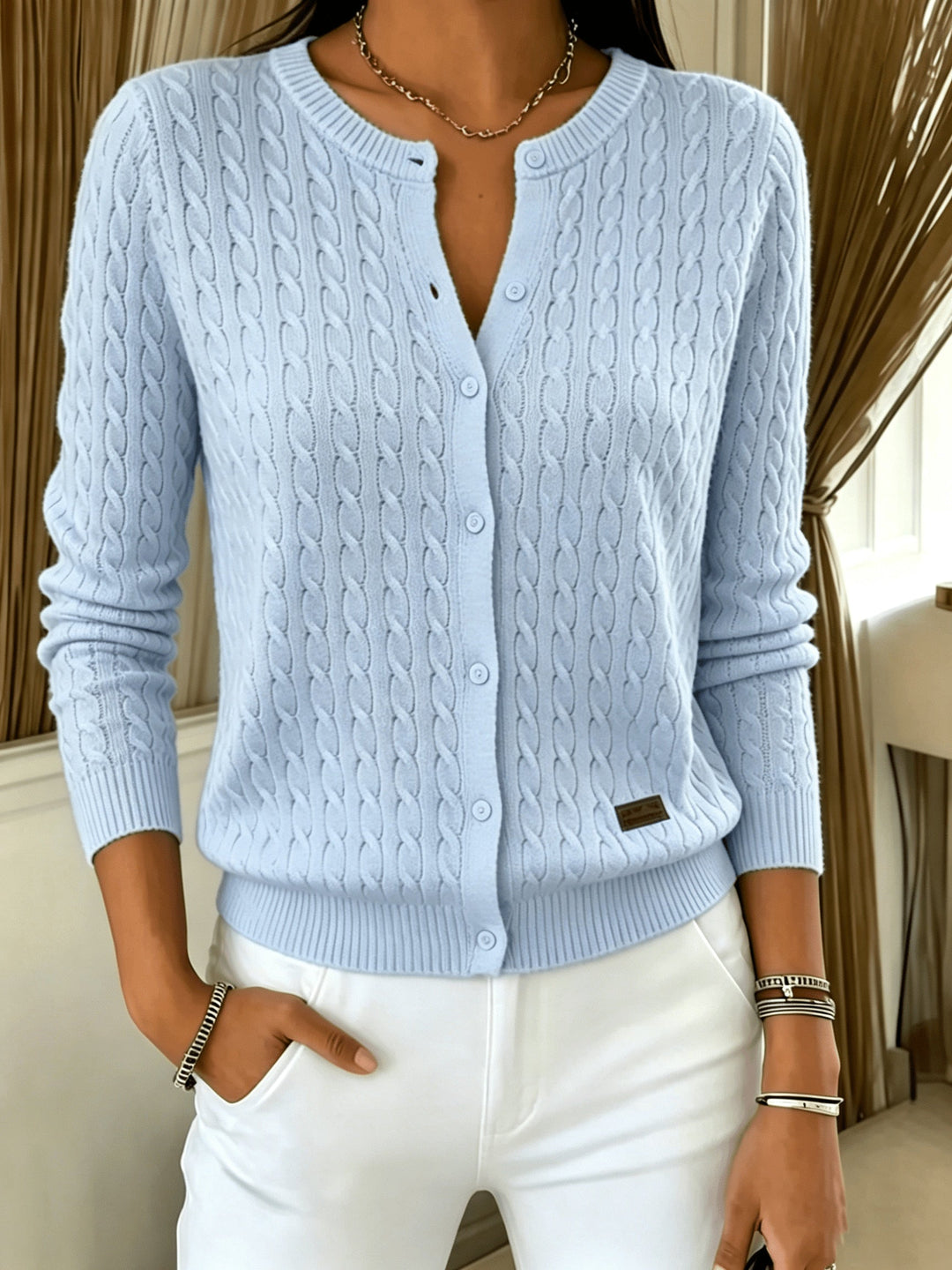 Tiana | Flätad cardigan med knapp