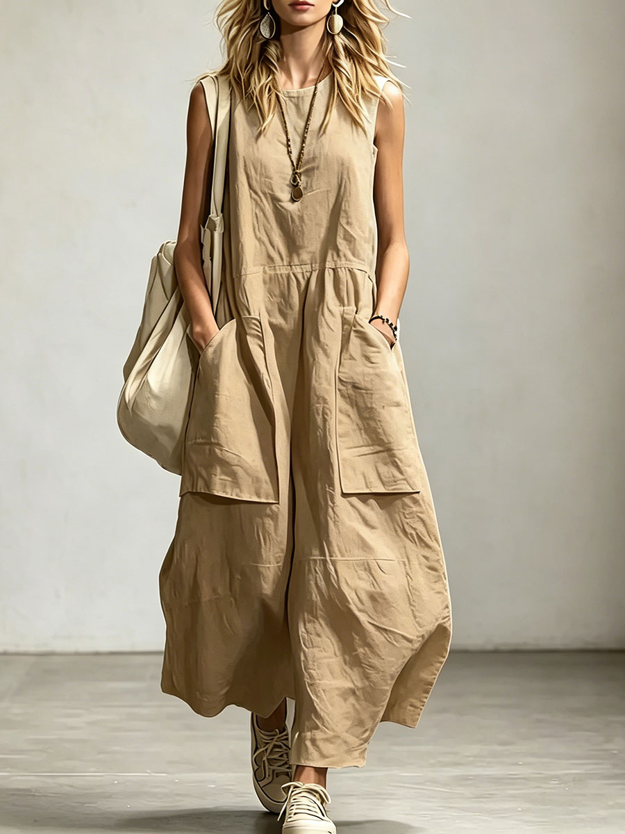 Linnéa | Ärmlös Jumpsuit med Vida Ben