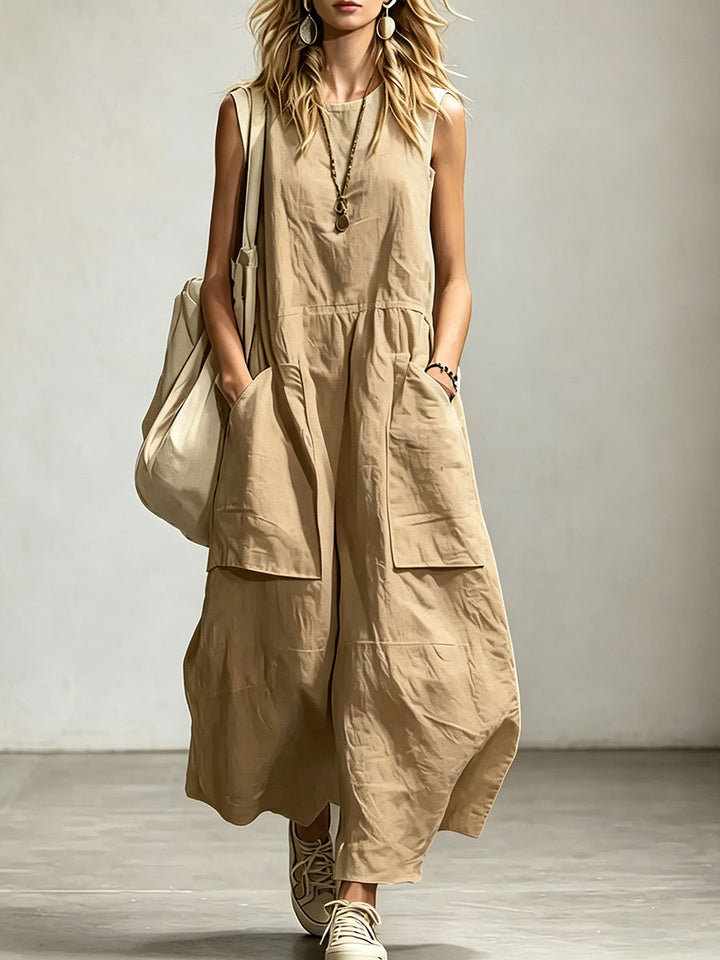 Linnéa | Ärmlös Jumpsuit med Vida Ben