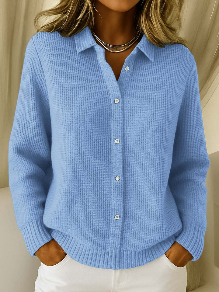 Camille | Texturerad Stickad Knapp-up Cardigan
