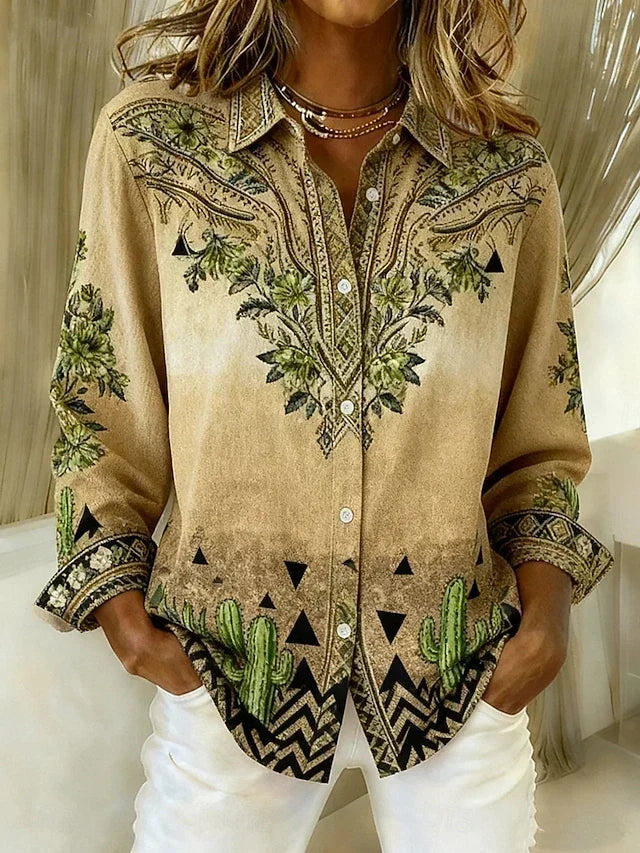 Tucson | Vintage Western Blommig Knappblus