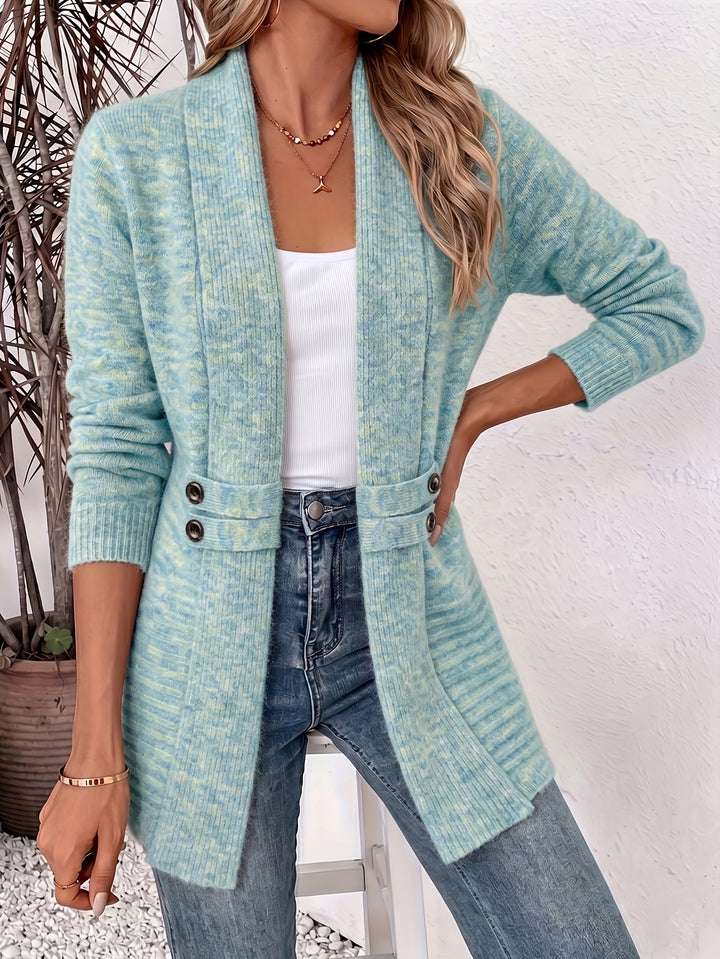 Tora | Elegant Damcardigan Med Öppen Framsida & Insydd Midja