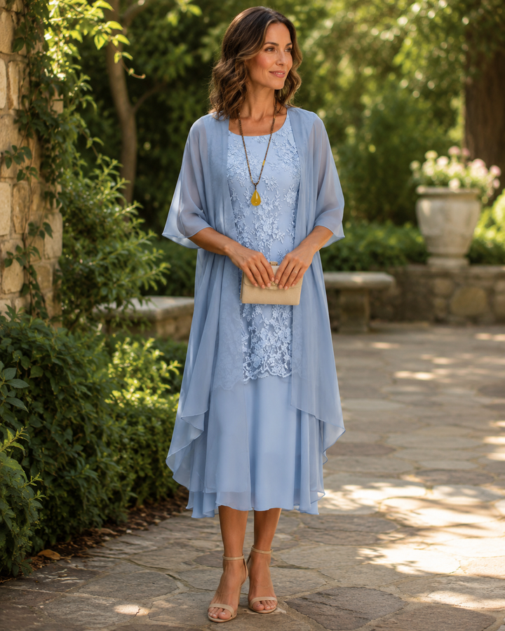 Eleanor | Elegant Chiffon Tvådelad Klänning