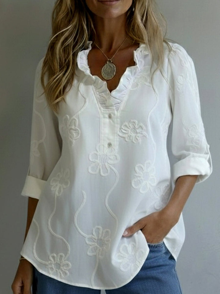 Amelia | Broderad Bomull Blus
