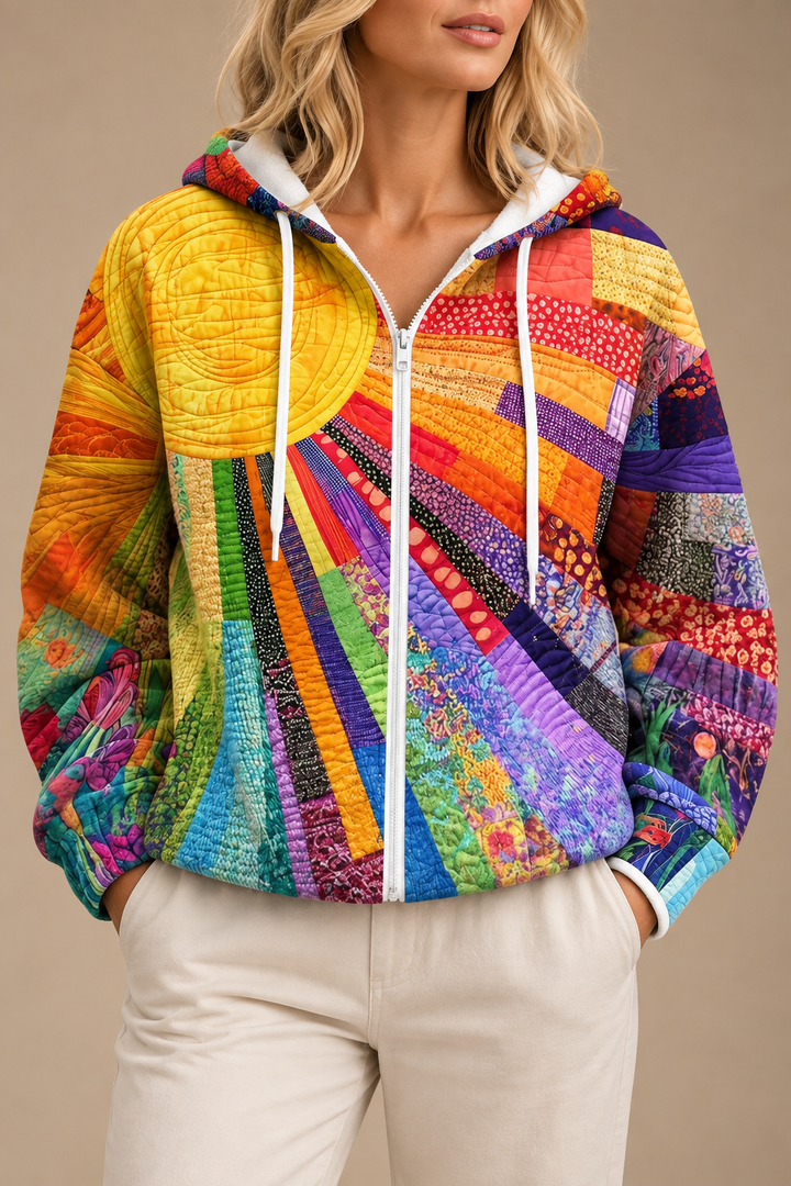 Rhealyn | Solstråletryckad Zip Hoodie