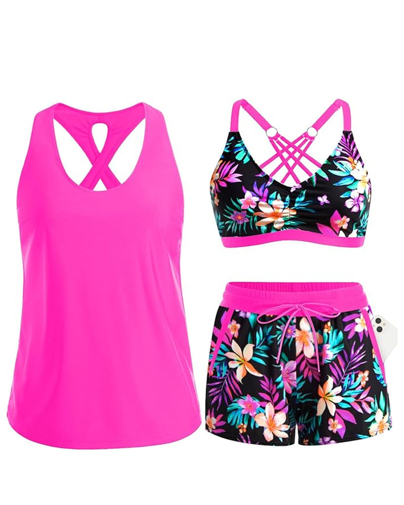 Mathilda | Tredelat tankini-, bikini- och cover-up-set