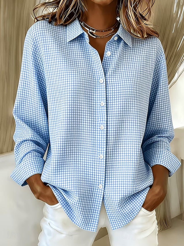 Hillrose | Avslappnad Gingham Blus med Knappfront