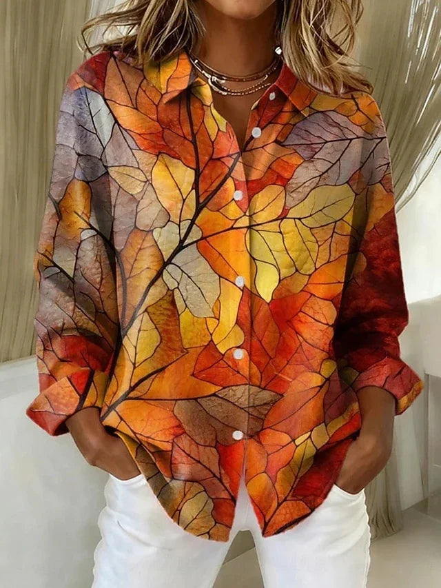 Melrose | Vintage Botanisk Tryck Knapplös Blus