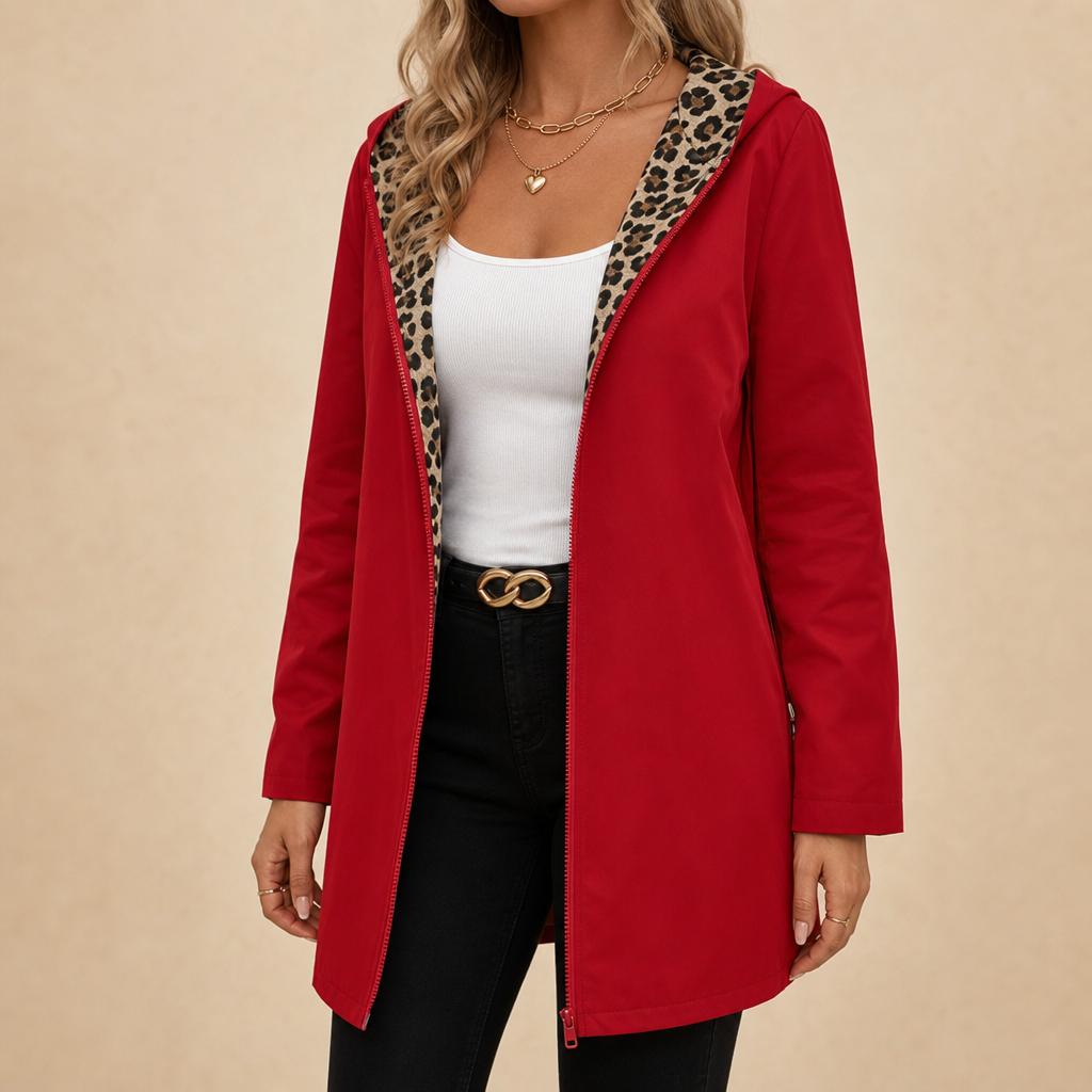 Wera | Vändbar Leopardmönstrad Hooded Kappa