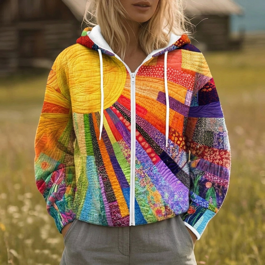 Rhealyn | Solstråletryckad Zip Hoodie