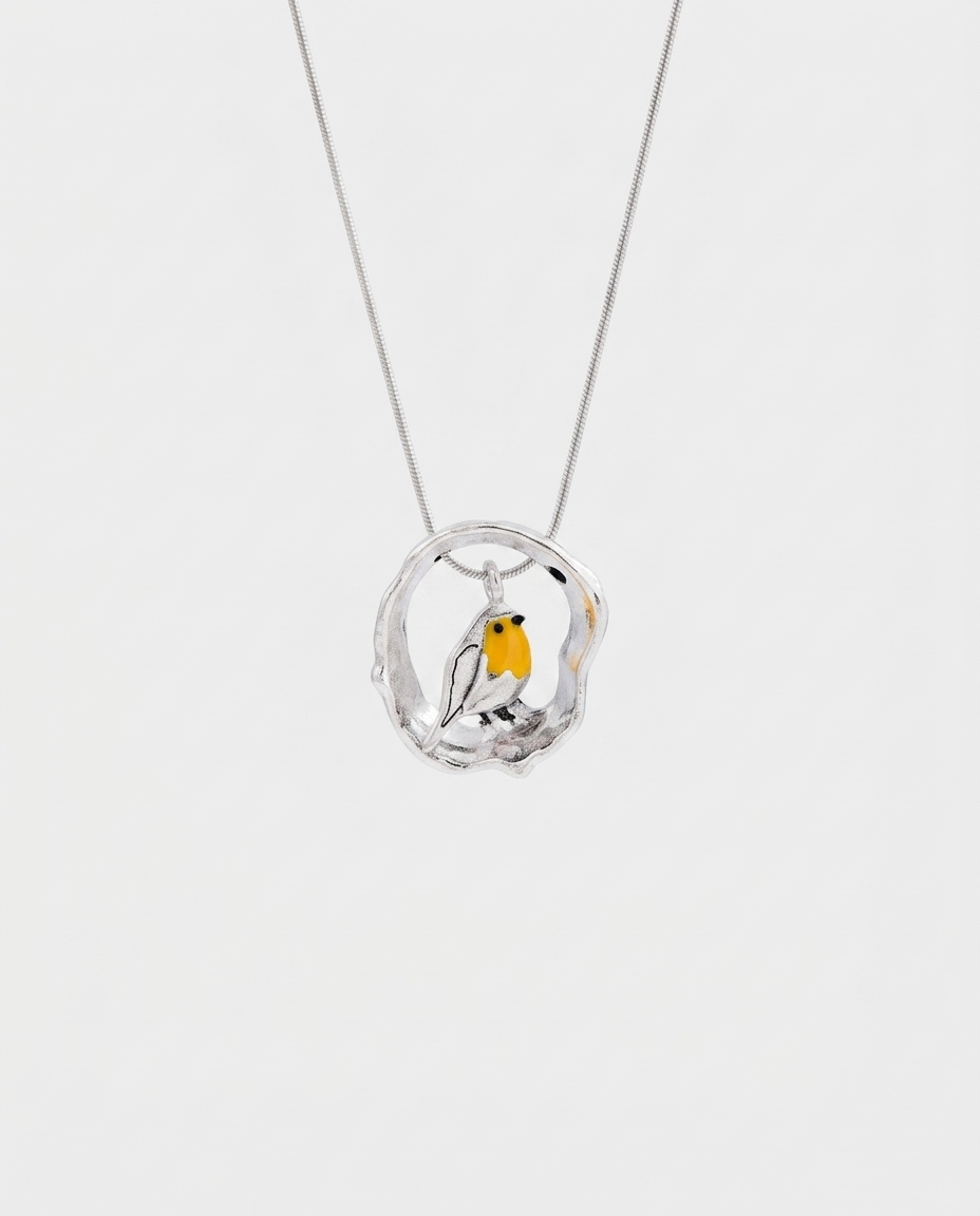 Estrid | Silver Robin Fågelhalsband