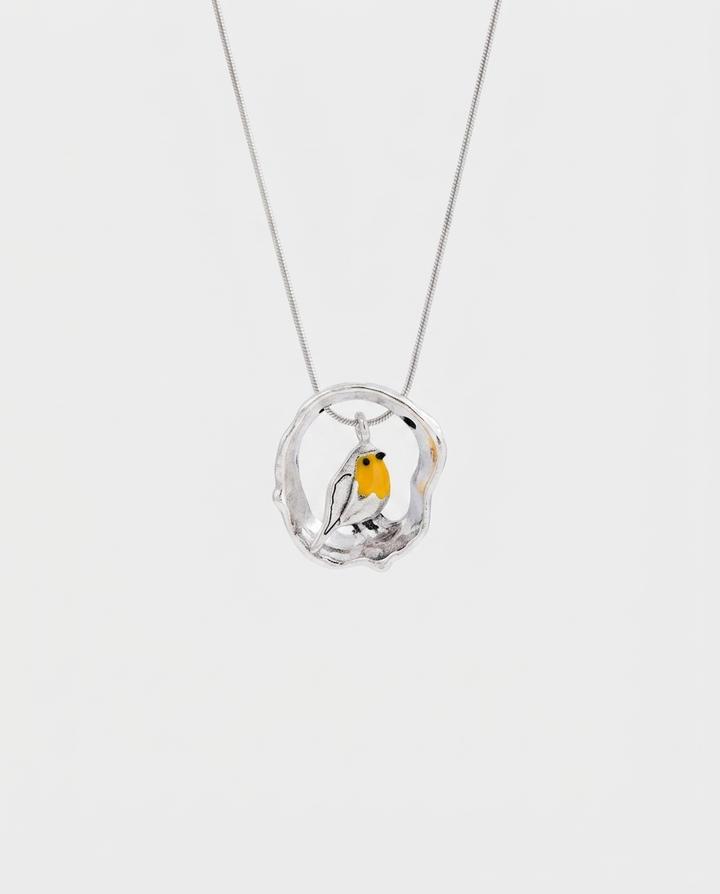 Estrid | Silver Robin Fågelhalsband
