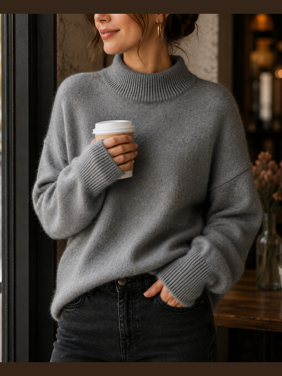 Anna-Greta – oversize polotröja i grått