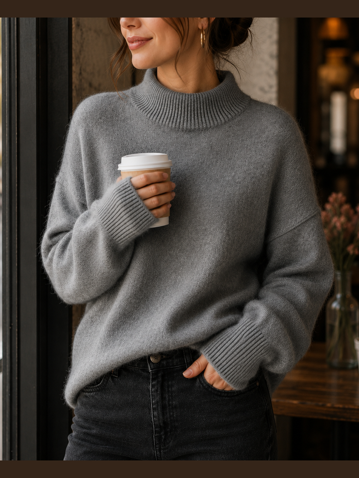 Anna-Greta – oversize polotröja i grått