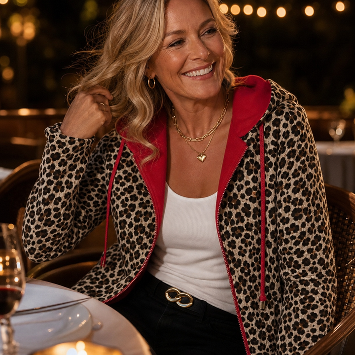Wera | Vändbar Leopardmönstrad Hooded Kappa