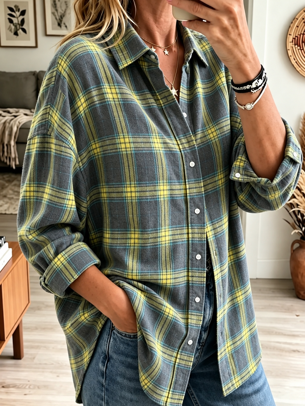 Margret oversized skjorta med uppvikta ärmar