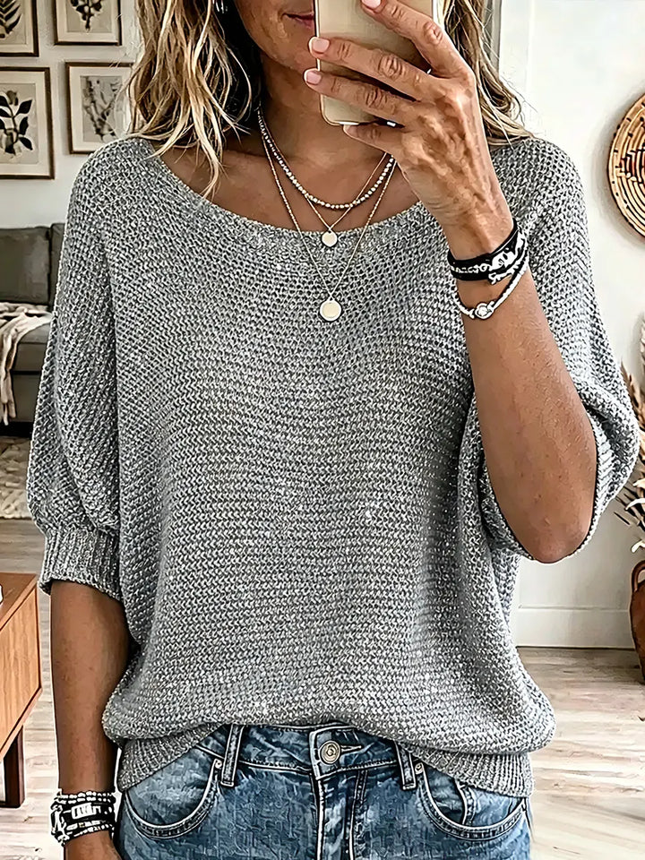 Dagmar | Vintage Elegant Glitter Stickad Skjorta