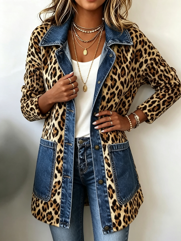 Barbro | Leopard- och denimjacka