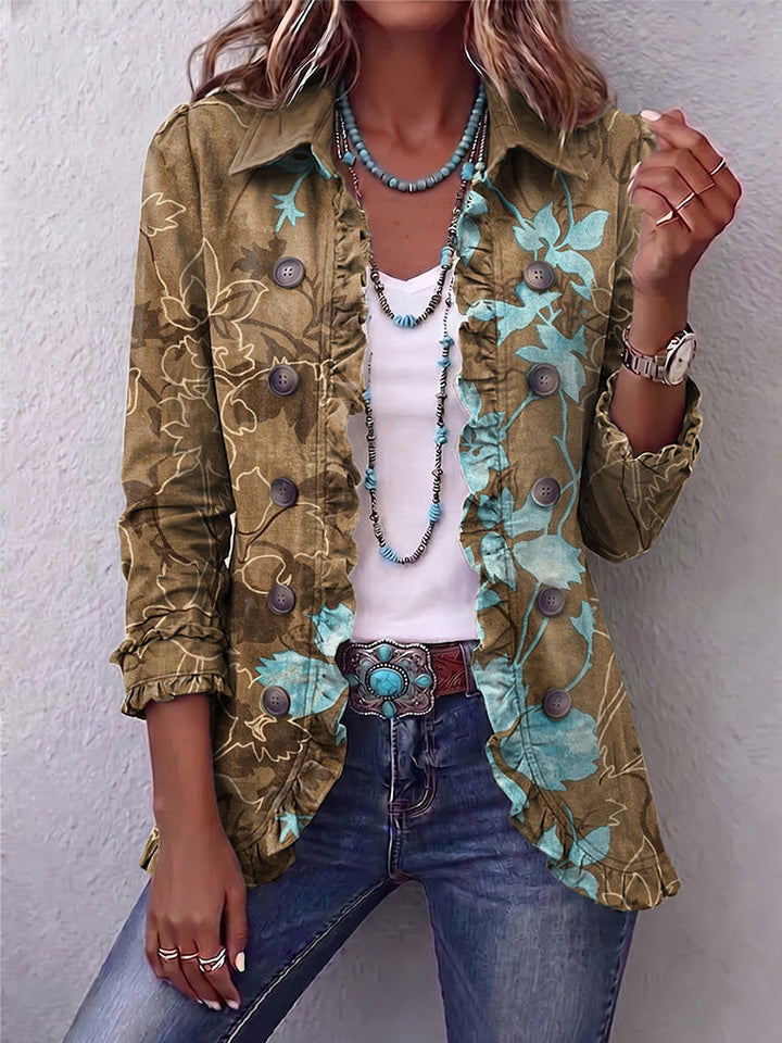 Blanche | Vintage Bohemisk Blommig Volangjacka