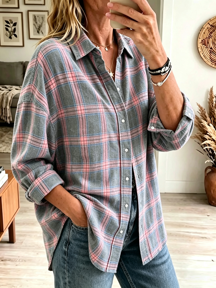 Madelene oversized skjorta med uppvikta ärmar