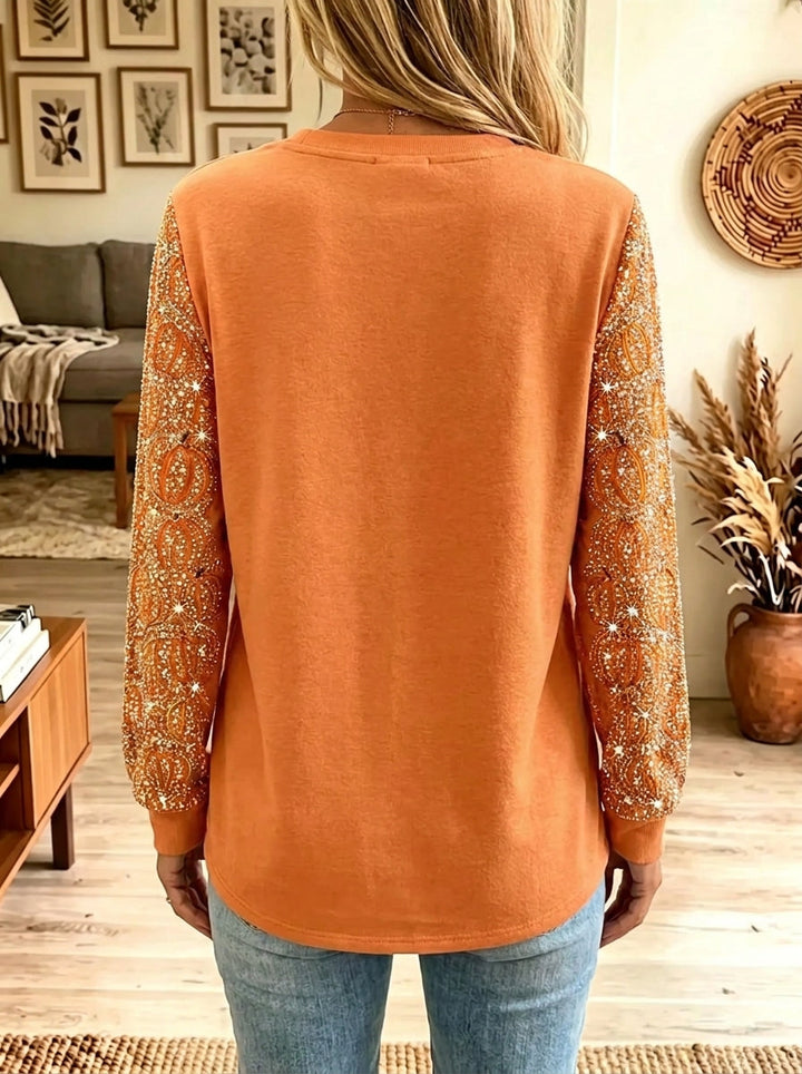 Vivi | Glittrande Slips Pumpa Tryck Långärmad Sweatshirt