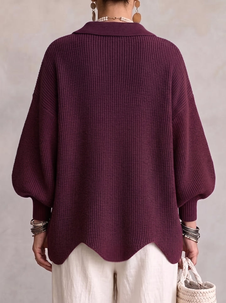 Isabella | Oversized Krage Cardigan Med Stora Metallknappar