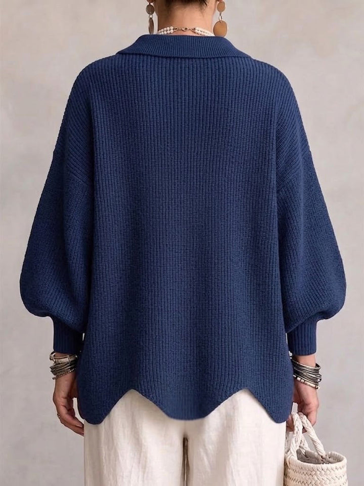 Isabella | Oversized Krage Cardigan Med Stora Metallknappar
