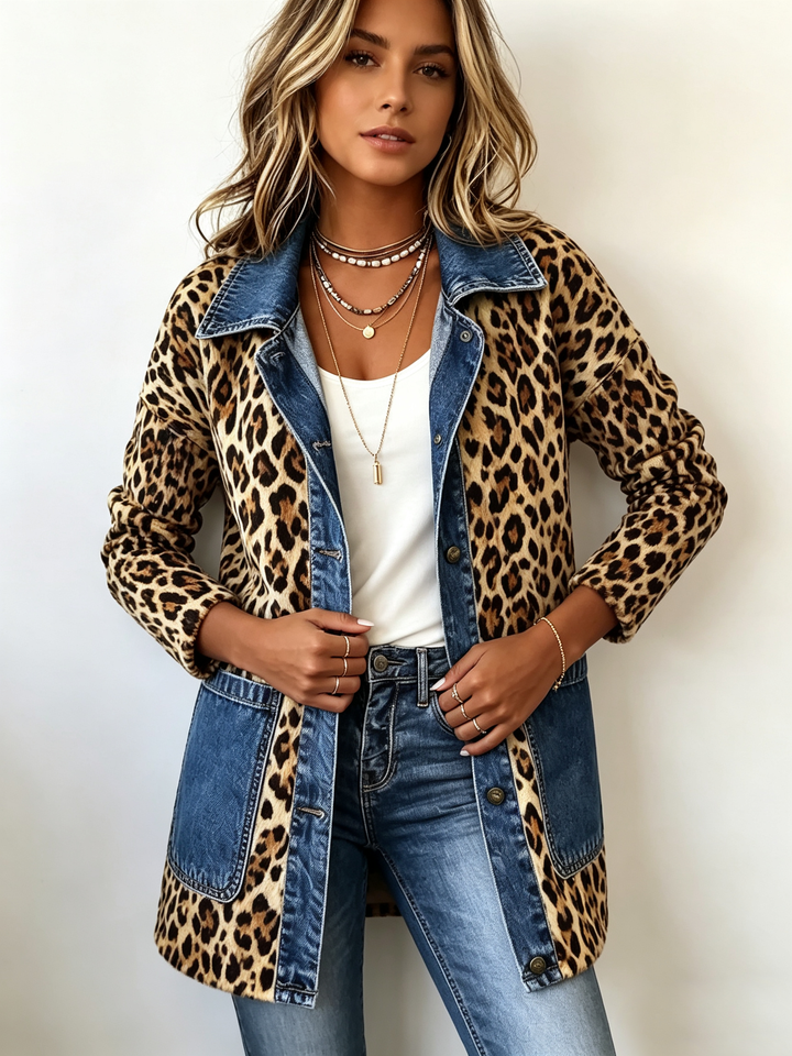 Barbro | Leopard- och denimjacka