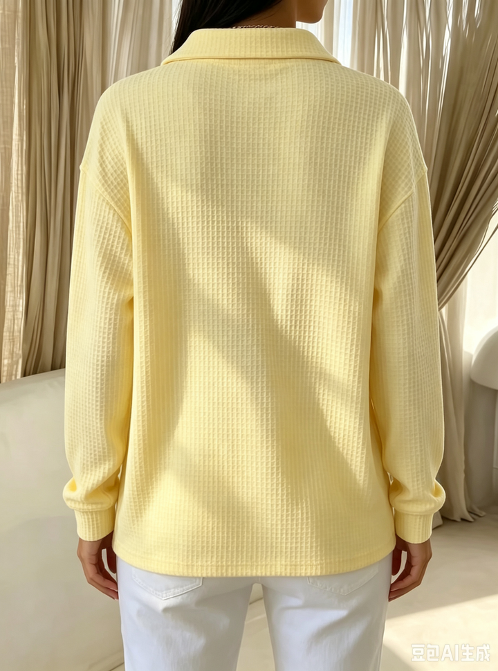 Idalia | Chic Mjuk Vaffelstickad Polo Topp