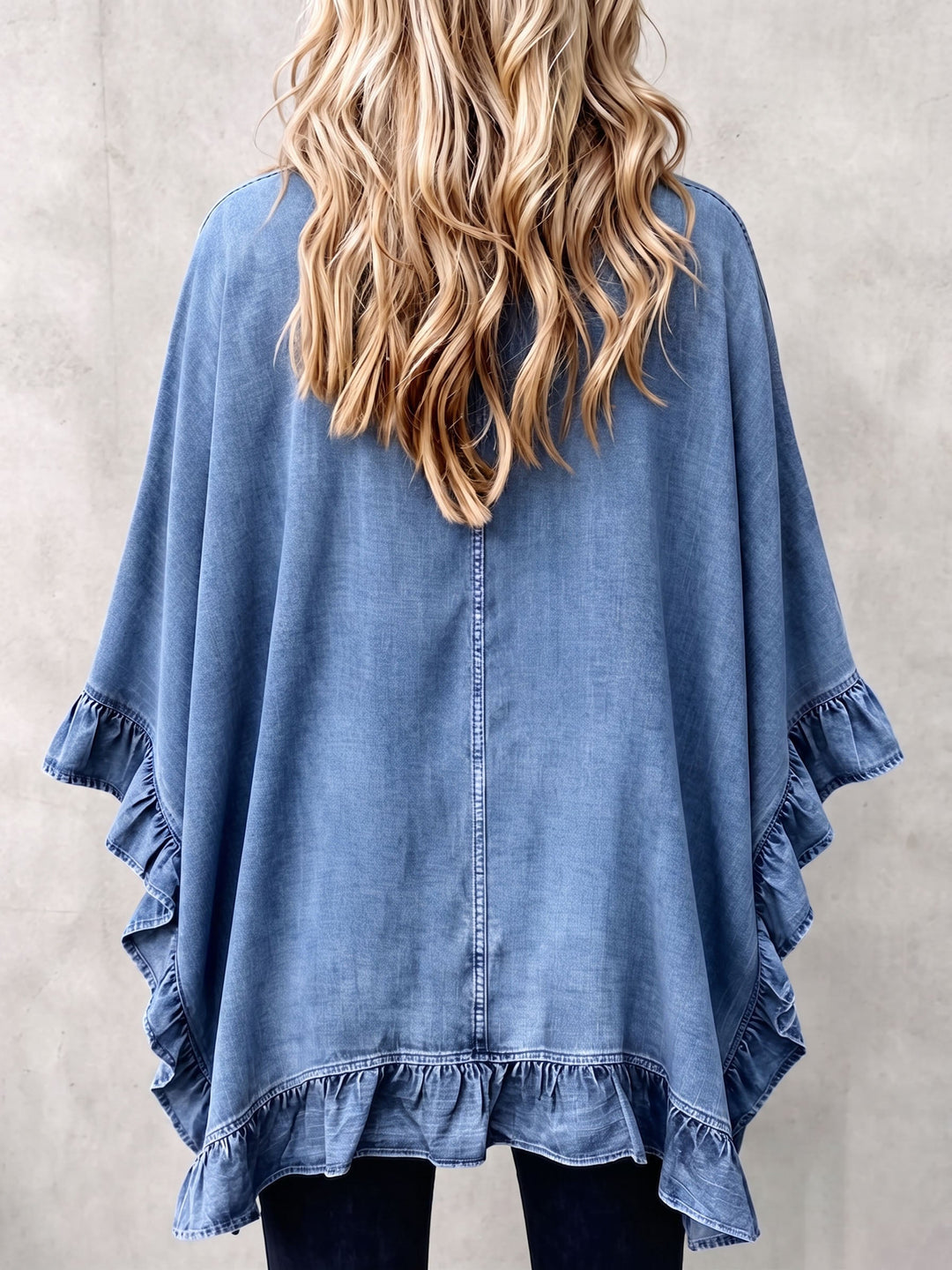 Charlene | Chic Boho Denimkofta med Volangkanter